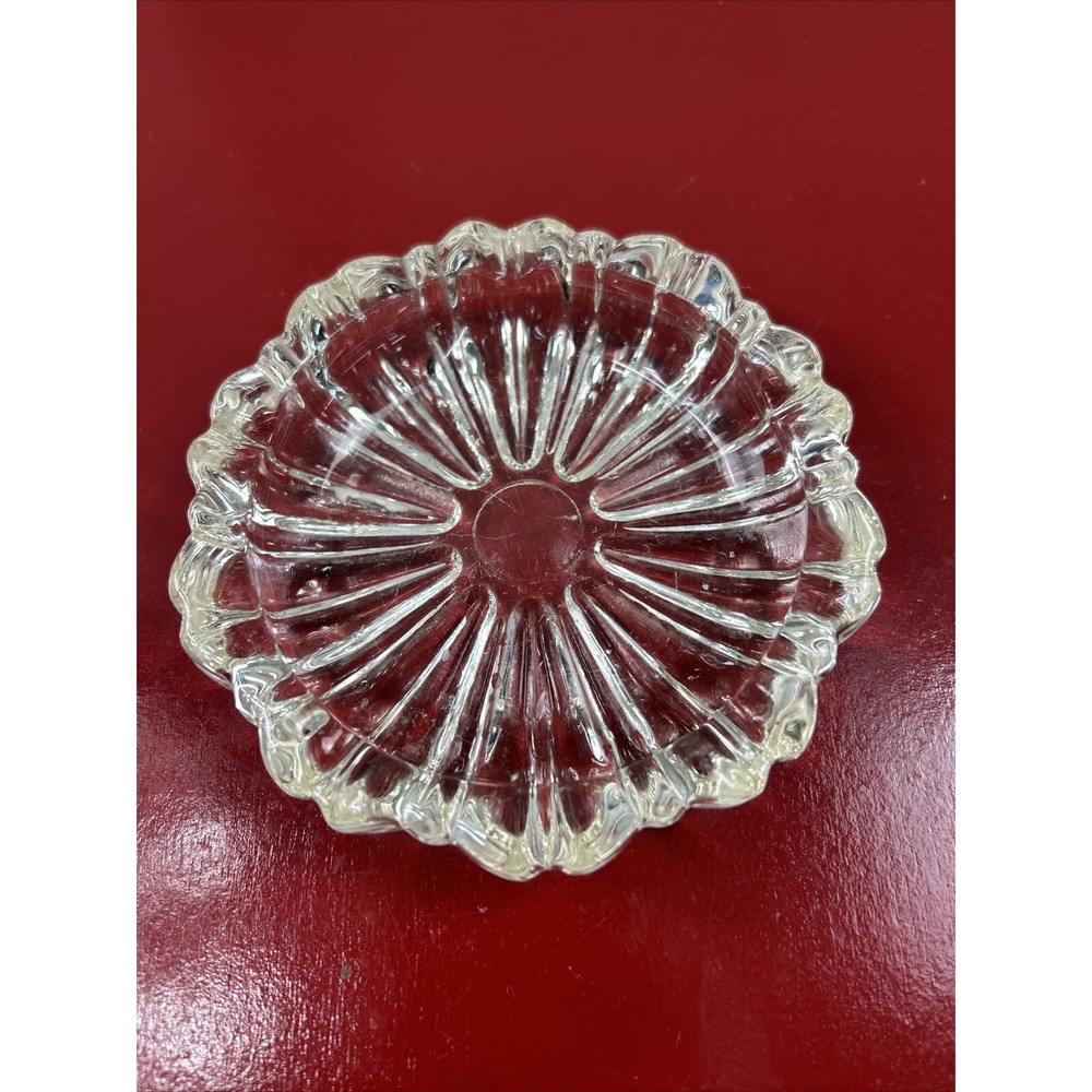 Vintage Hazel Atlas Clear Glass Ashtray 4.25" Fluted Round USA Mid Century